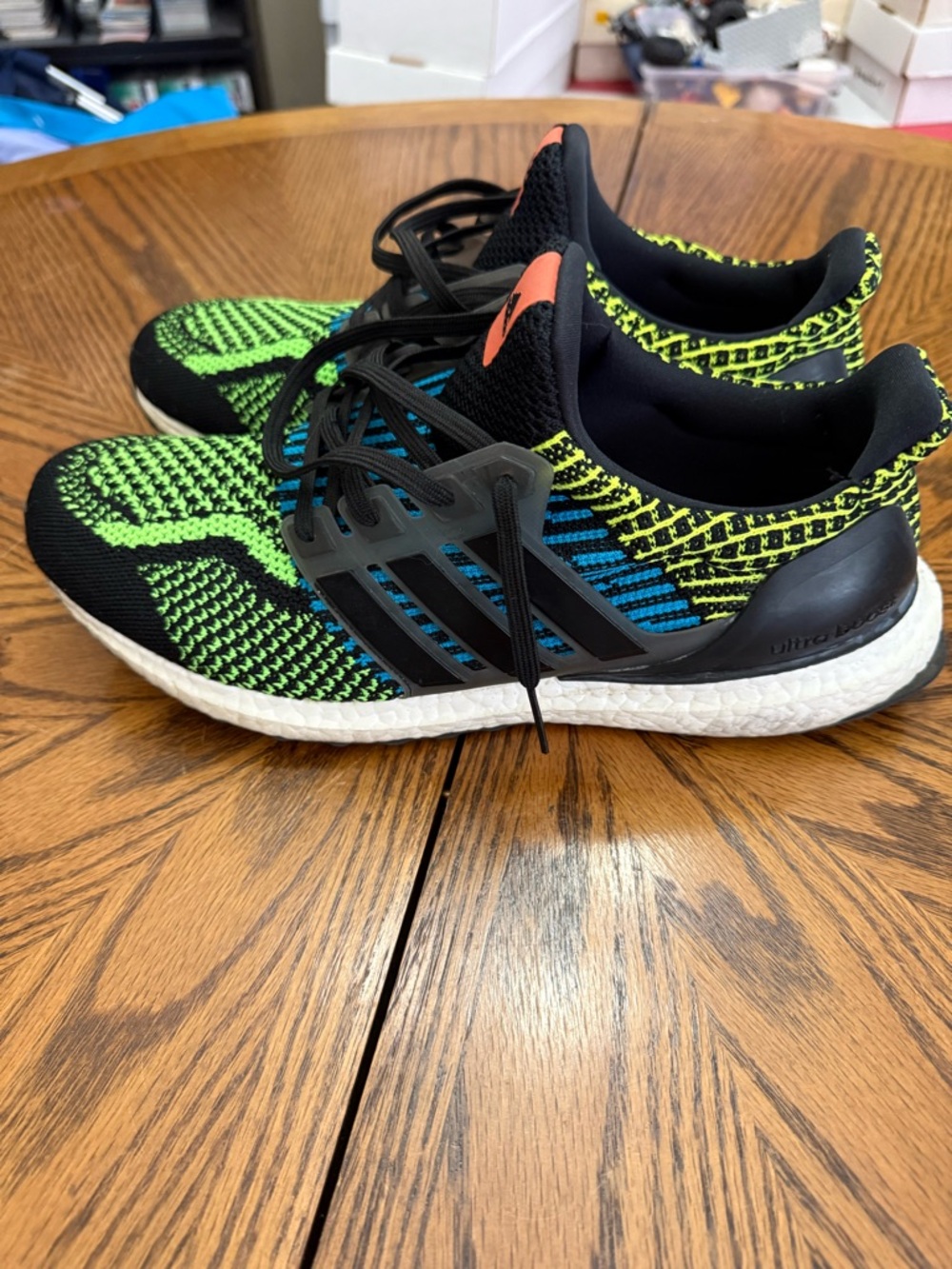 adidas Black and Neon Green Knit Running Shoe